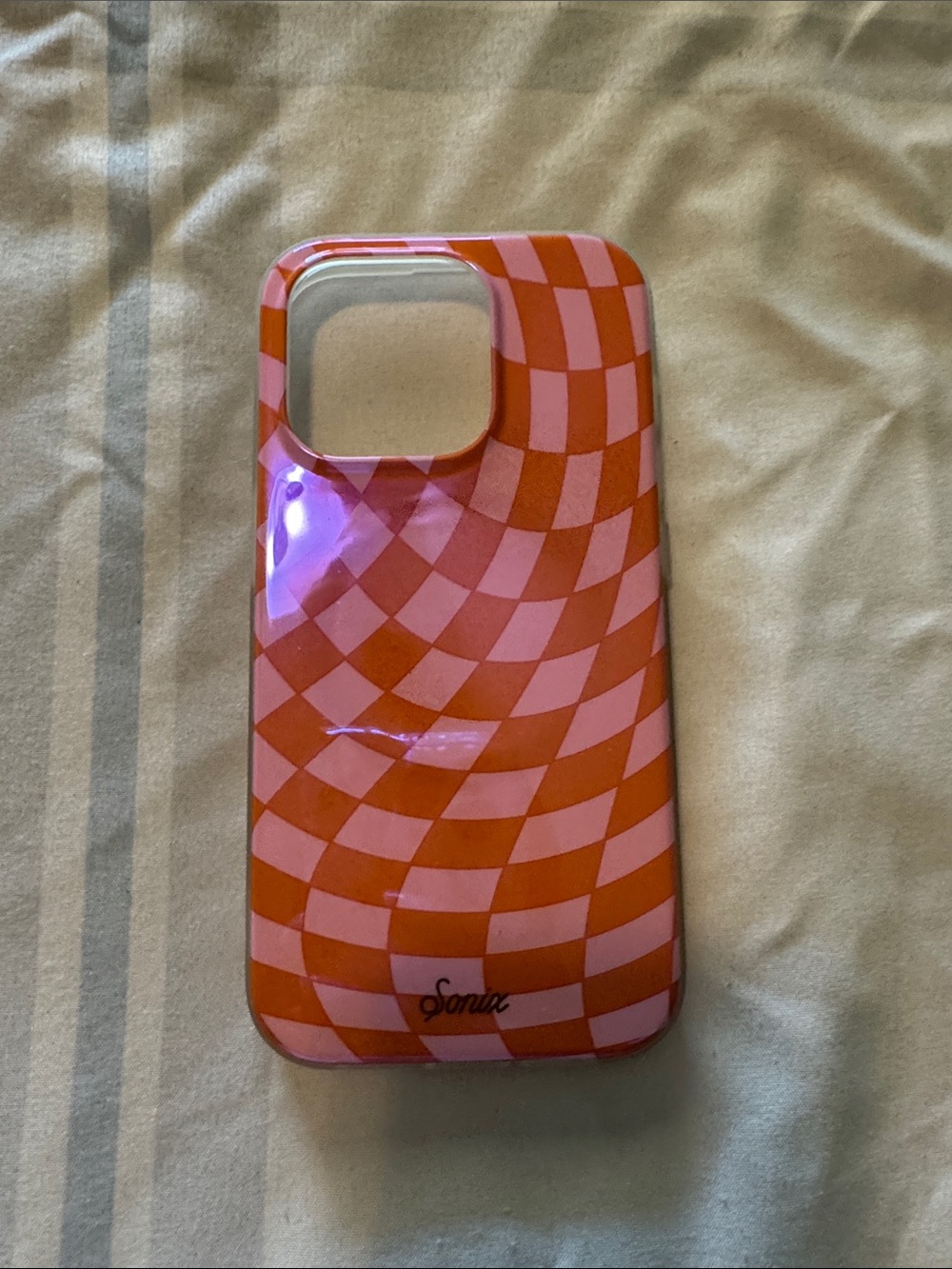 Sonix Pink & Orange Checkerboard Wave iPhone Case iPhone 15pro